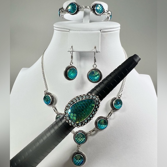 🌈🐠 Rainbow Titanium Fish 925 Necklace Bracelet & Earrings ONLY - Picture 3 of 10